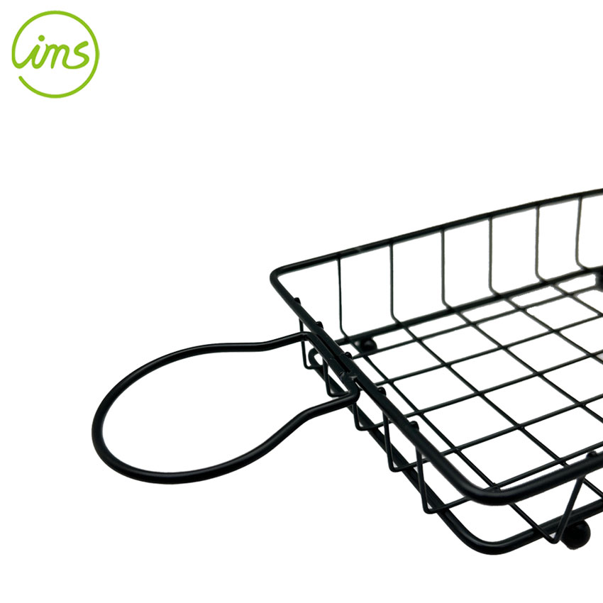 Long Iron Wire Mesh Serving Basket Tray with Handle